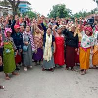 Women demonstrate over violence in Manipur's Kanto Sabal