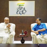 CM Nitish Kumar with CM Minister Arvind last month