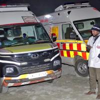 Ambulances in wait at the site