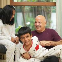 Manish Sisodia plays with his kids