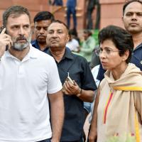 Kumari Selja with Rahul Gandhi. File pic