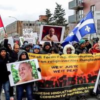 Bangladeshi Hindus stage a protest in solidarity with the ISKCON temple in Bangladesh, in Canada/ANI Photo