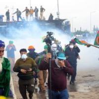 Farmers were tear-gassed last week