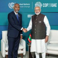 PM Narendra Modi with Maldives President Mohamed Muizzu during the COP28 Summit in Dubai/ANI Photo