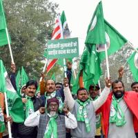 JMM party workers protest against the ED for summons to Hemant Soren in Ranchi/ANI Photo