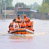 The UP CM inspects flood-affected areas. File pic