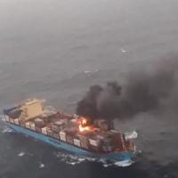 The Sri Lanka-bound merchant vessel in which fire broke out/ANI on X