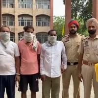 Police with the arrested drug smugglers in Amritsar/ANI on X