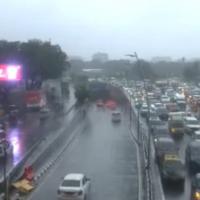 Traffic on the highway running alongside Mumbai airport