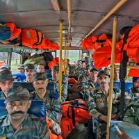A team of Army personnel on the way to Wayanad