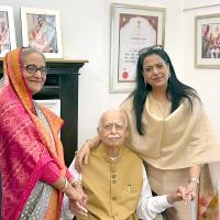 Sheikh Hasina with LK Advani and Pratibha Advani in June