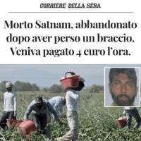 An Italian newspaper with the story of Satnam Singh