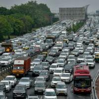 Terrible traffic congestion on expressways in and out of Delhi