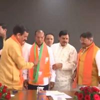 Congress MLA Kamlesh Shah joins BJP in presence of party leaders in Bhopal/ANI on X