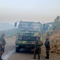The IAF vehicle which came under terrorist attack in Poonch/Umar Ganie for Rediff.com
