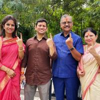 BJP candidate Ujjwal Nikam and his family vote