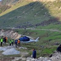 The helicopter after hard-landing in Kedarnath, Uttarakhand/ANI Photo