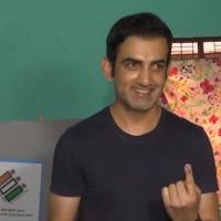 BJP East Delhi MP and ex-cricketer Gautam Gambhir after casting his vote at a booth in New Delhi/ANI on X