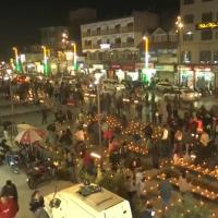 Locals and tourists light diyas to mark Diwali celebrations at Lal Chowk, Srinagar on Thursday/ANI on X