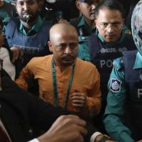 Chinmoy Krishna Das at a Chattogram court. Photograph: Stringer/Reuters