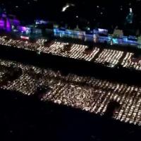 Sarayu Ghat is lit up with diyas and colourful lights in Ayodhya/ANI on X