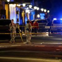 Military personnel stand near the site. Pic: Eduardo Munoz/Reuters