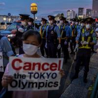 An anti-Olympics protest march