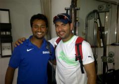 Spotted: Yuvraj Singh with Ojha at the NCA
