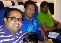 Spotted: Tendulkar and Harbhajan on the flight