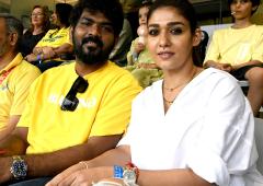PIX: Nayanthara, Dhanush enjoy CSK vs MI match