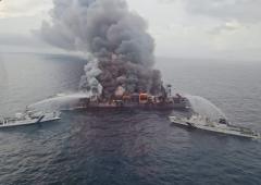 Kerala: Oil spill feared from burning Singaporean ship