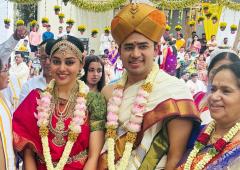 PIX: BJP MP Tejasvi Surya marries Carnatic singer