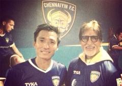 Spotted: India footballer Gouramangi Singh with Amitabh Bachchan