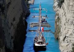 Olympic Flame Sails For France From Greece