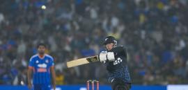 2nd T20I PIX: Santner, Rachin guide NZ to 208 vs India