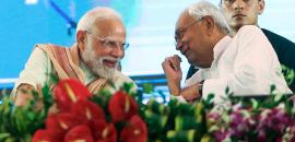 Won't go anywhere from NDA: Nitish assures Modi at Bihar rally