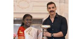 PIX: Durand champs NEUFC honoured by President Murmu