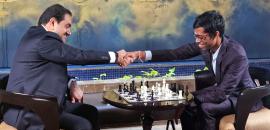 Praggnanandhaa plays chess with Gautam Adani