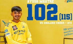 Youth Test: Mhatre shuts critics with 102 vs Eng U19