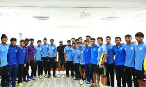 Rohit imparts his wisdom to Under-19 players