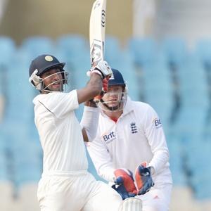 India bag three England wkts after Pujara's double ton
