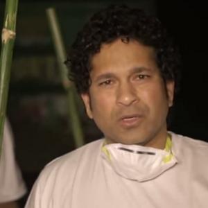 With broom and spade... Tendulkar drives operation clean-up!