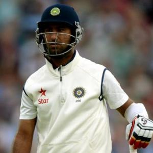 Pujara out for a duck in second innings for Derbyshire