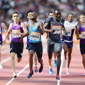 Amos tames Rudisha in 800 metres; Thompson strikes gold in 200m