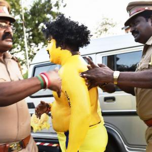 Massive anti-IPL protests; two detained for hurling slippers at Jadeja
