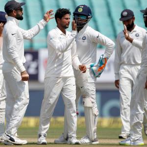 PHOTOS: Kuldeep shines as India rout WI for biggest win in Tests