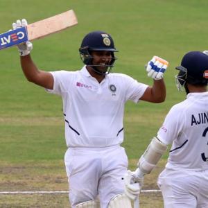 Rohit-Rahane steady India after early wobble
