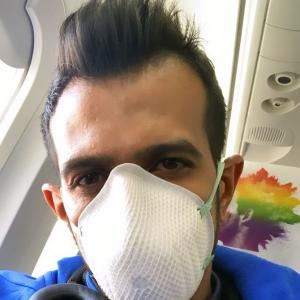 Chahal wears mask on way to Dharamsala for first ODI