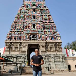 Natarajan visits temple, tonsures head