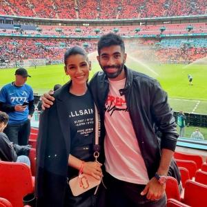 Bumrah-Sanjana watch Euro semis at Wembley